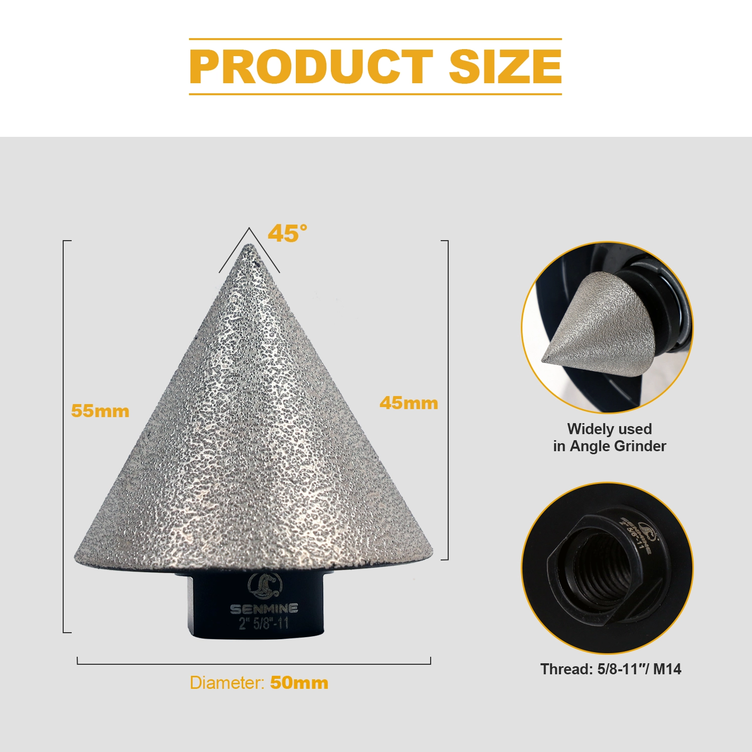 Cone Shaped Drill Bit Tile Marble Ceramic Enlarge Hole Saw Drilling Crown Angle Grinder Tool M14 Diamond Chamfer Bit Milling Bit 9 1 8