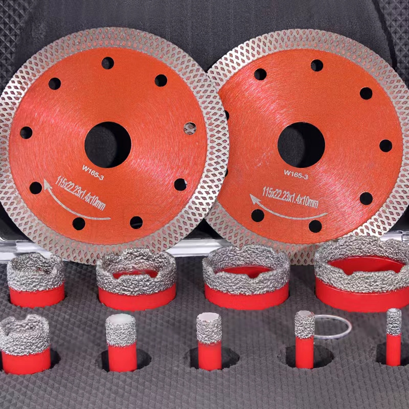 Tile Core Drill Bit Set-9 Pcs Vacuum Brazed Diamond Core Drill Bit + 2 Pcs Tile Cutter Saw Blade 5 Tile Core Drill Bit Set-9 Pcs Vacuum Brazed Diamond Core Drill Bit + 2 Pcs Tile Cutter Saw Blade - Image 2